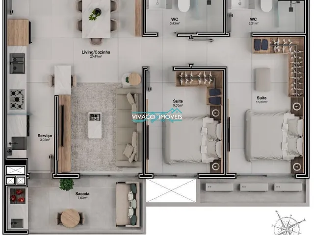 Imagem 13: Apartamento À Venda em Florianópolis, Estreito, com 2 Quartos, com 74.53 M²