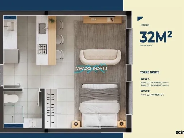 Imagem 14: Estúdio À Venda em São José, Centro, com 1 Quarto, com 33 M², Scire View