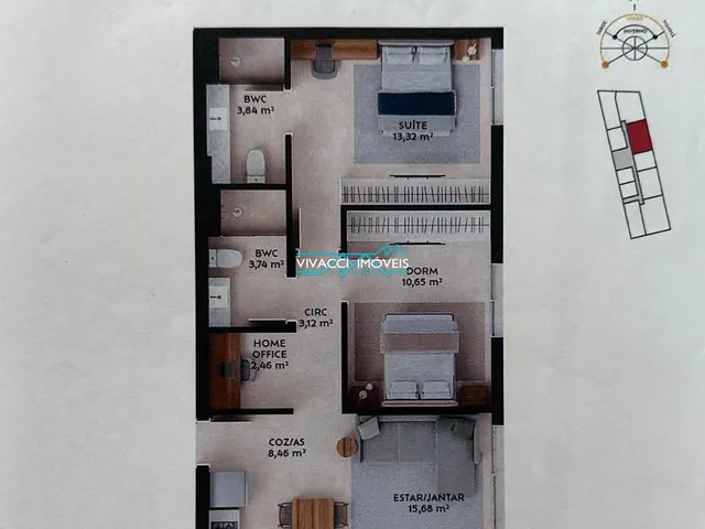 Imagem 9: Apartamento À Venda em Palhoça, Pedra Branca, com 2 Quartos, com 71.28 M², Patio
