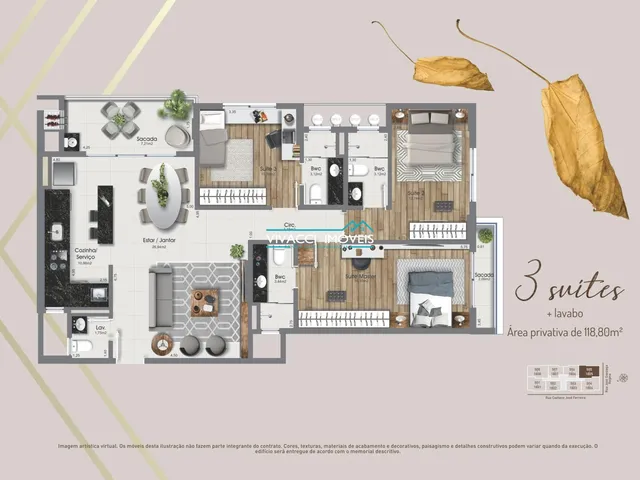 Imagem 5: Apartamento Novinho com 3 Suítes, 118M² Privativos e 2 Vagas