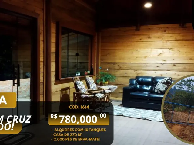 Imagem 1: Sítio Cruz Machado! 2 Alqueires com 10 Tanques de Peixes, Casa de 270 M² e 2.000 Pés de Erva-Mate!