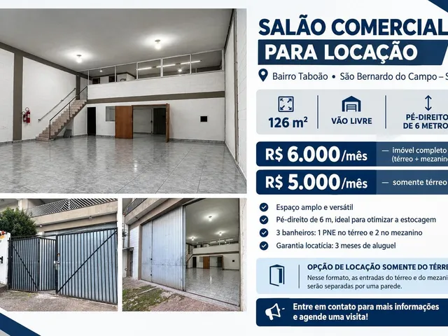 Imagem: Salão Comercial para Locação 126M² no