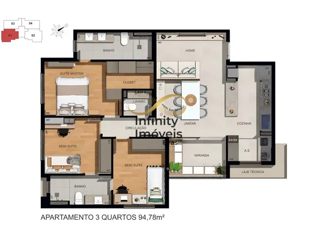 Imagem 9: Edificio Taj Residence Castelo - Apartamento Garden com 3 Dormitórios no Castelo